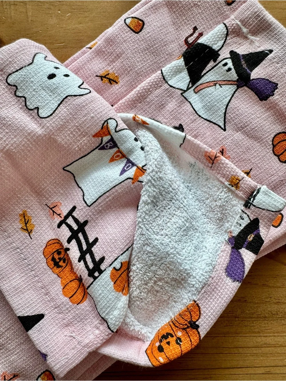 Pink Halloween Cute Fall Ghost Set of 2 Towels 16”x26” Cotton